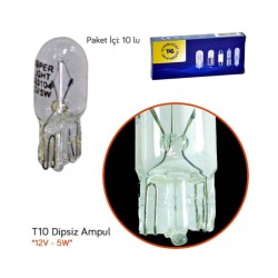 AMPÜL NORMAL DİPSİZ T10 12V 5W SUPERLIGHT 12T10 SL3104 SUPERLIGHT