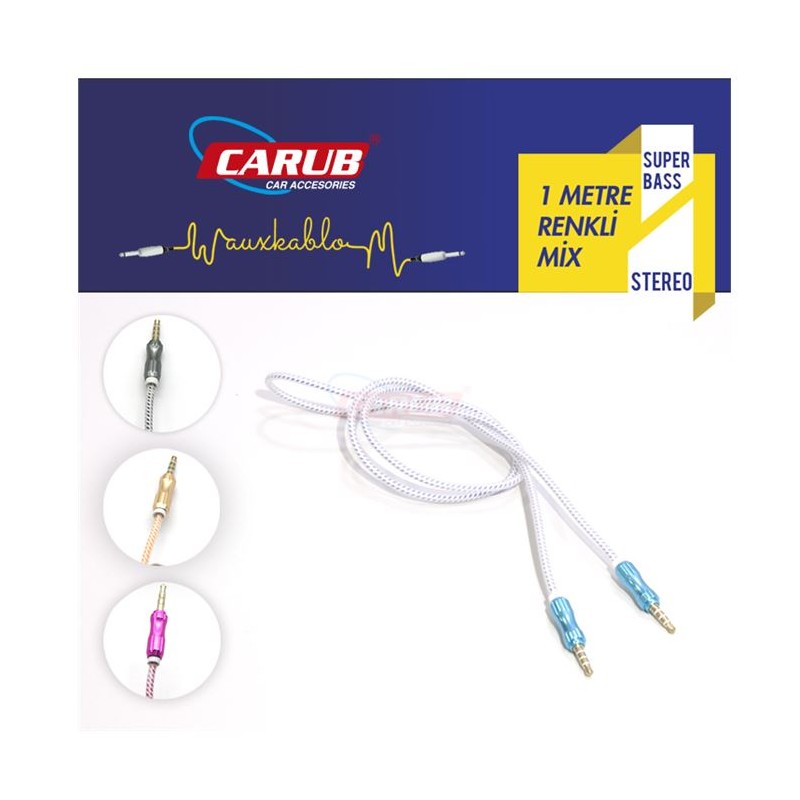 AUX KABLO 1,5M RENKLİ STEREO MİC.Lİ 4 BOĞUM 5901895 CARUB