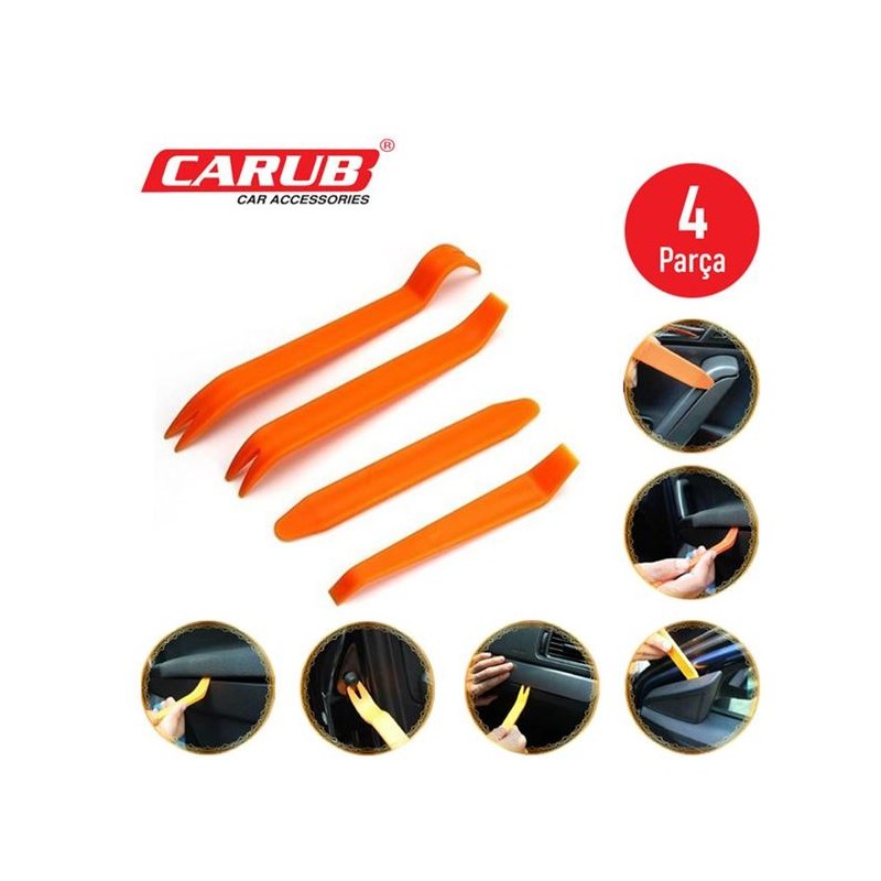 OTO İÇ PANEL VE TEYP SÖKME APARAT SET 4 PARÇA 1245009 CARUB